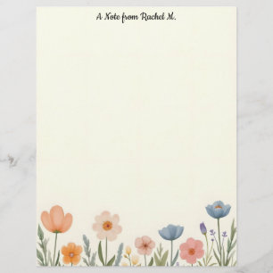 En-tête De Lettre Fleurs pastel rose et bleu