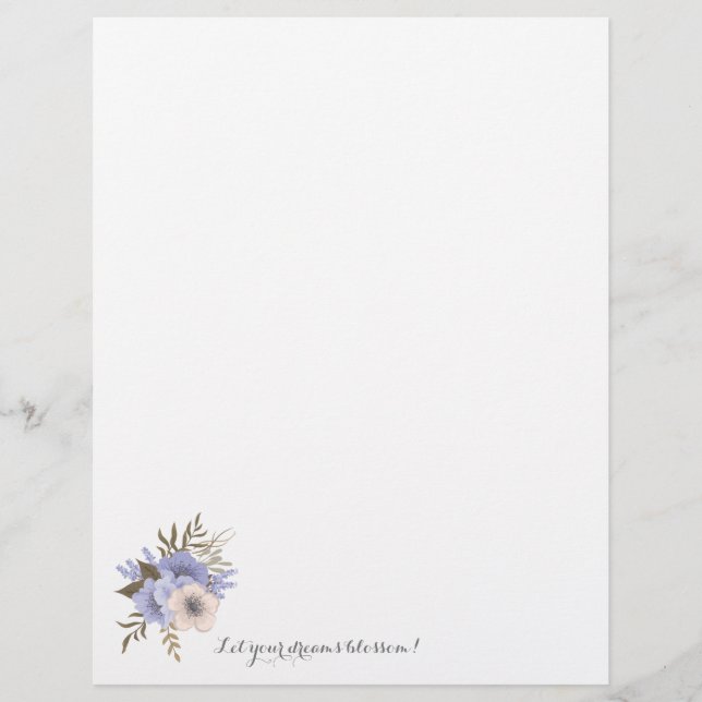En-tête De Lettre Fleurs, Que Vos Rêves S'Enflamment ! Papeterie  (Devant)