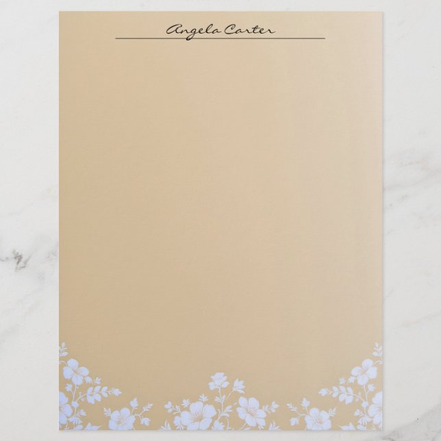 En-tête De Lettre Flore blanche sur Tan Letterhead (Devant)