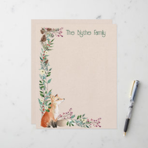 En-tête De Lettre Foxy Forest Noël 8,5 po x 11 po Papeterie
