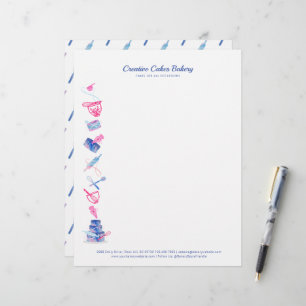 En-tête De Lettre Fun Pink & Blue Bakery Cake Shop Outils de cuisson