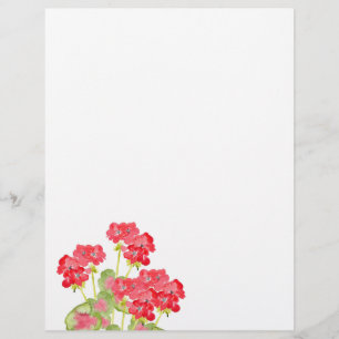 En-tête De Lettre Geraniums d'aquarelles rouges 2