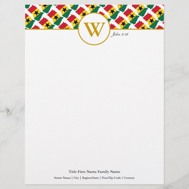En-tête De Lettre GHANA Faux Gold Trim Mariage (Devant)