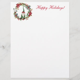 En-tête De Lettre Gnome de Noël dans une couronne
