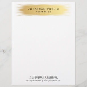 En-tête De Lettre Gold White Elegant Modèle professionnel moderne