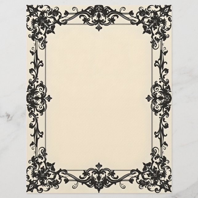 En-tête De Lettre Gothic Damask Frame Stationery Paper (Devant)