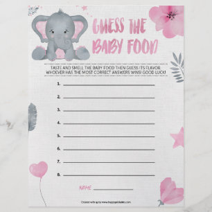 En-tête De Lettre Guess The Baby Food [Baby Elephant [Rose]