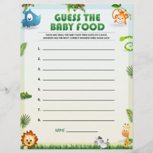 En-tête De Lettre Guess The Baby Food [Thème animal]