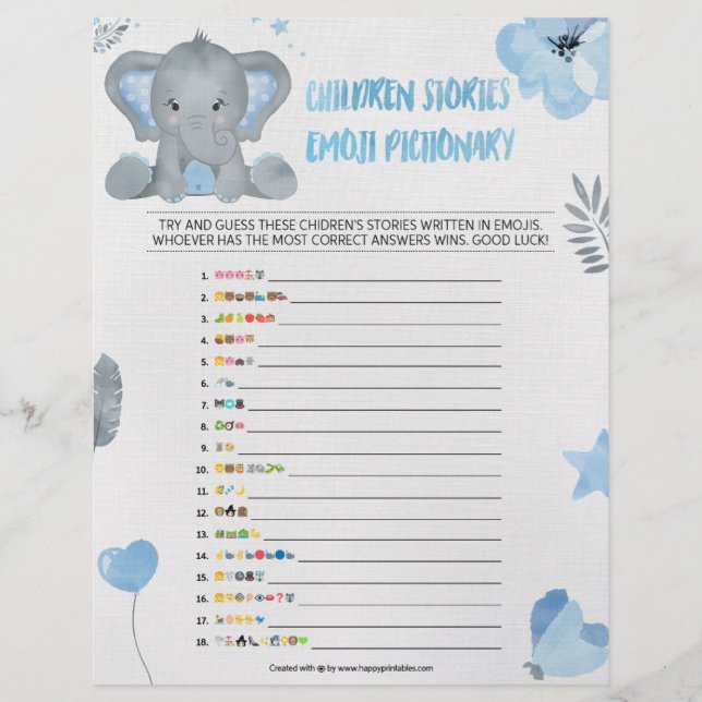 En-tête De Lettre Histoire des enfants Emoji Pictionary [Baby Elepha (Devant)