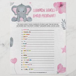 En-tête De Lettre Histoire des enfants Emoji Pictionary [Baby Elepha