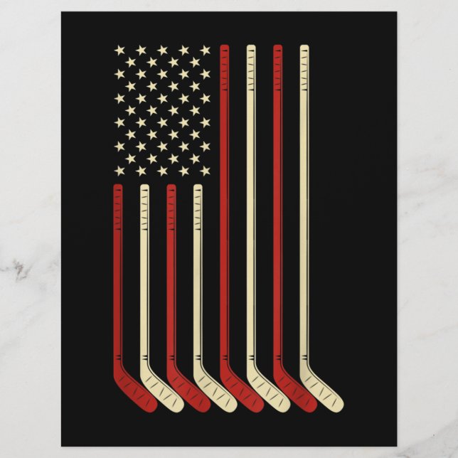En-tête De Lettre Hockey Goalie USA Drapeau Hockey Stick Ice Hockey (Devant)