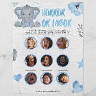 En-tête De Lettre Horreur Ou Travail [Eléphant Bébé [Bleu]