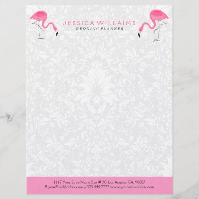 En-tête De Lettre Illustration du Flamant rose rose chaud mignon (Devant)