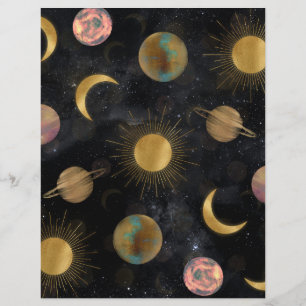 En-tête De Lettre Illustration Gold Sun Moon Planètes Space