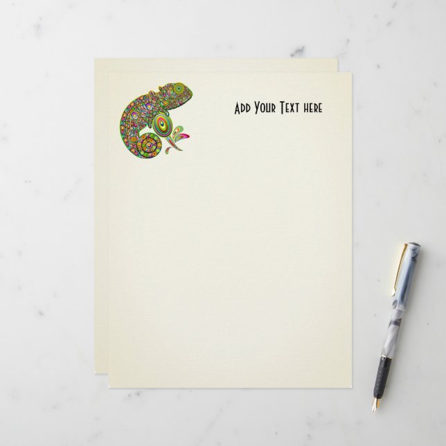 En-tête De Lettre Imaginaire psychédélique de Chameleon (Devant/Arrière en situation)