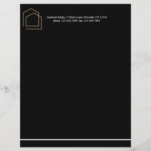 En-tête De Lettre Immobilier Noir Chic