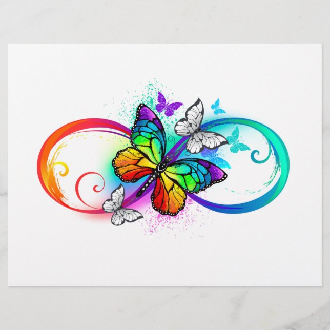 En-tête De Lettre Infini lumineux avec papillon arc-en-ciel (Devant)
