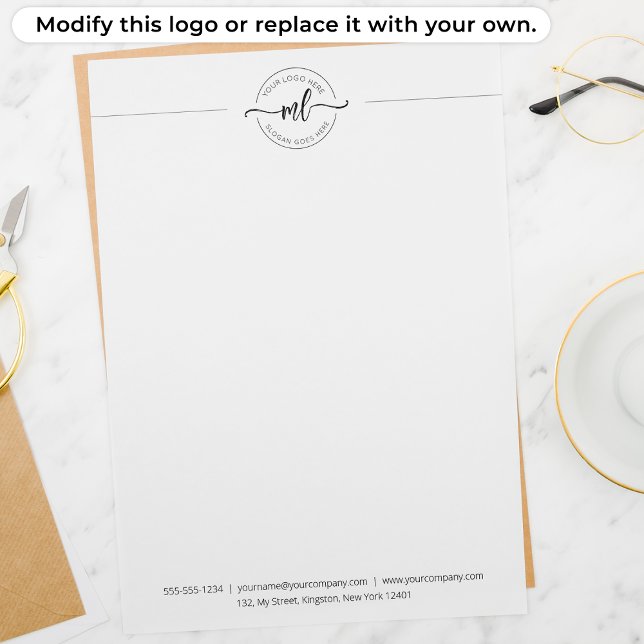 En-tête De Lettre Initiales de monogramme de script de logo d'entrep (Créateur téléchargé)