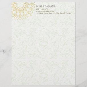 En-tête De Lettre Instructeur de méditation Yoga Gold Mandala Fleurs