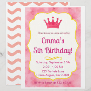 En-tête De Lettre Invitation d'anniversaire de la Couronne rose za