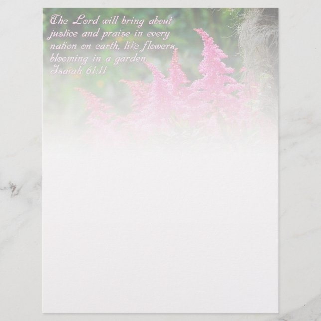 En-tête De Lettre Isaïe 61:11 Inspiration florale rose (Devant)