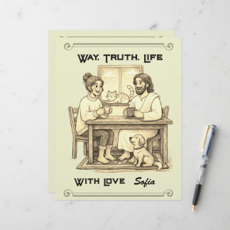 En-tête De Lettre Jesus & Coffee | Personalized Spiritual Letterhead