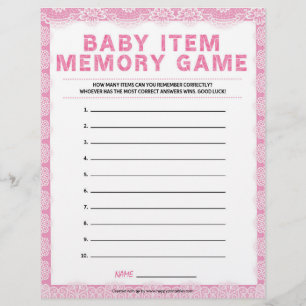 En-tête De Lettre Jeu de mémoire pour bébé [dentelle de luxe [rose]