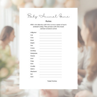 En-tête De Lettre Jeu sur les bébés animaux pour Baby Shower avec ré
