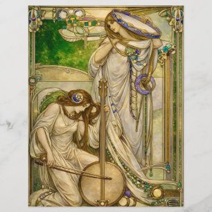 En-tête De Lettre Jeunes Filles Musiciennes Art Nouveau Illustration