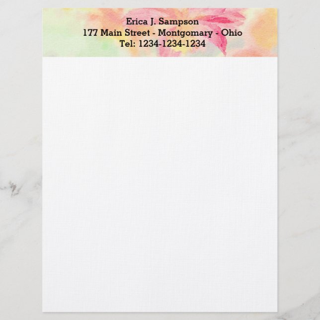 En-tête De Lettre Jolie aquarelle en-tête (Devant)