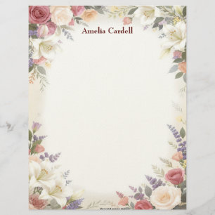 En-tête De Lettre Jolies fleurs en gerbes