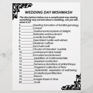 EN-TÊTE DE LETTRE JOURNÉE DU MARIAGE PAPIER DE JEU DIHMASH