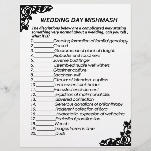 EN-TÊTE DE LETTRE JOURNÉE DU MARIAGE PAPIER DE JEU DIHMASH (Devant)