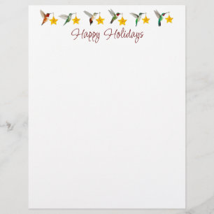 En-tête De Lettre Joyeuses Fêtes Hummingbirds en Letterhead