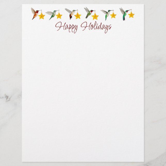 En-tête De Lettre Joyeuses Fêtes Hummingbirds en Letterhead (Devant)