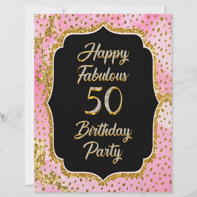 En-tête De Lettre Joyeux Fabuleux 50e anniversaire Invitation Party (Devant)