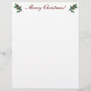En-tête De Lettre Joyeux Noël avec brindilles À feuillage persistant