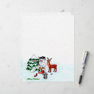 En-tête De Lettre Joyeux Noël ! Snowman avec amis