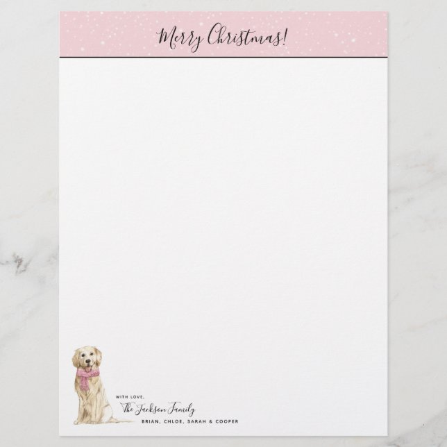 En-tête De Lettre Lettre de Noël de vacances de chien de golden (Devant)