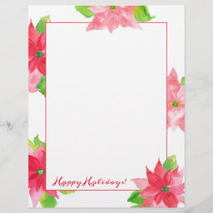 En-tête De Lettre Lettre de Noël Joyeuses Fêtes Poinsettia