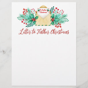 En-tête De Lettre Lettre Enfants Aquarelle à Père Noël / Père Noël
