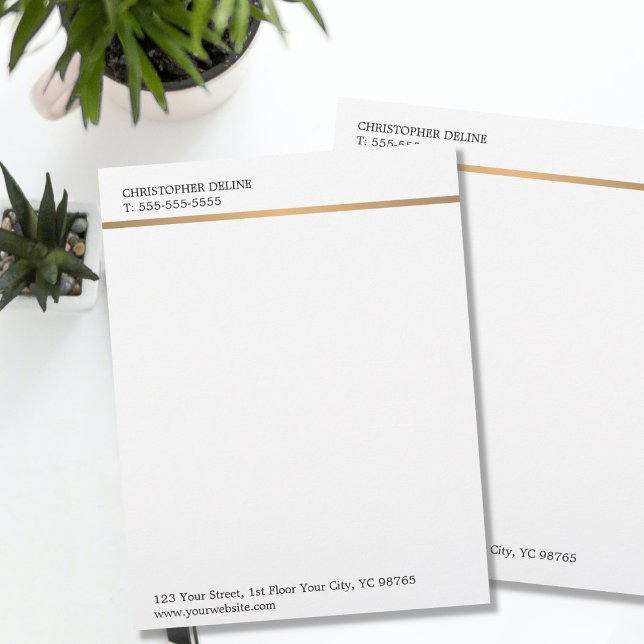 En-tête De Lettre Ligne moderne Elégante Plaine Blanc Faux Cuivre (Créateur téléchargé)