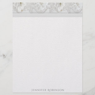 En-tête De Lettre Linge, dentelle et fleurs blanches Papeterie