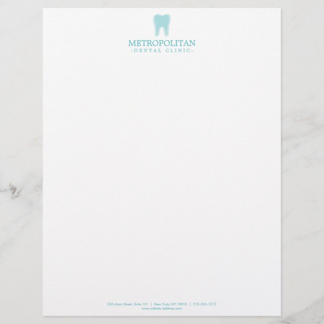 En-tête De Lettre Logo classique pour dentiste moderne Aqua Blue (Devant)