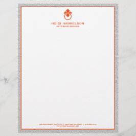En-tête De Lettre Logo de porte vintage Knocker Bordure gris/orange