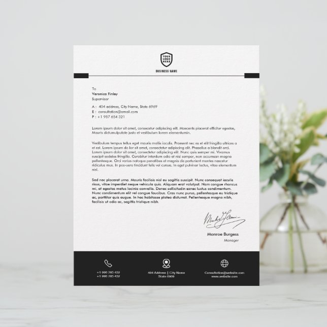 En-tête De Lettre Logo d'entreprise | En-tête simple et épuré minima (Debout devant)
