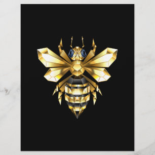 En-tête De Lettre Logo Faux Gold Foil Bee Polygonal sur Noir