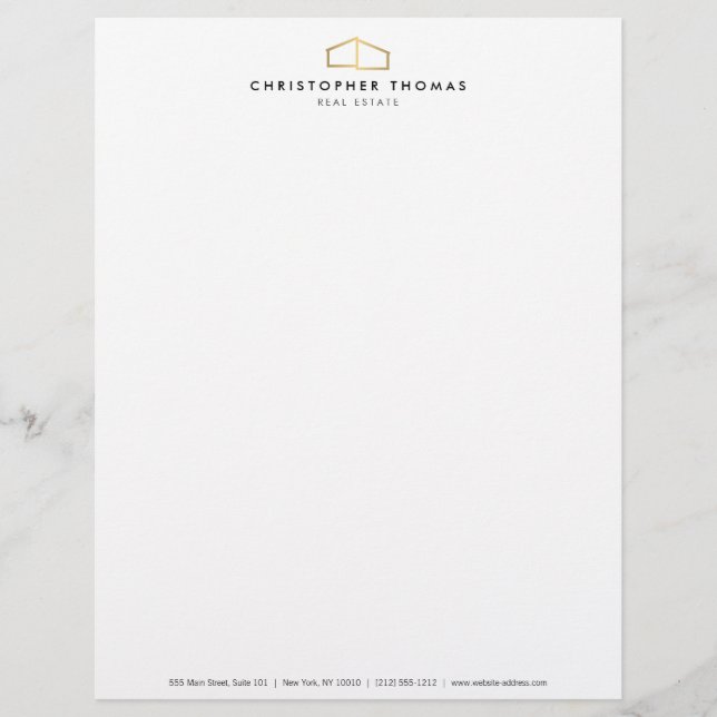 En-tête De Lettre Logo Faux Gold sur Blanc (Devant)