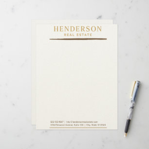 En-tête De Lettre Luxe Moderne Chic Gold & Mahogany Design (8,5x11)