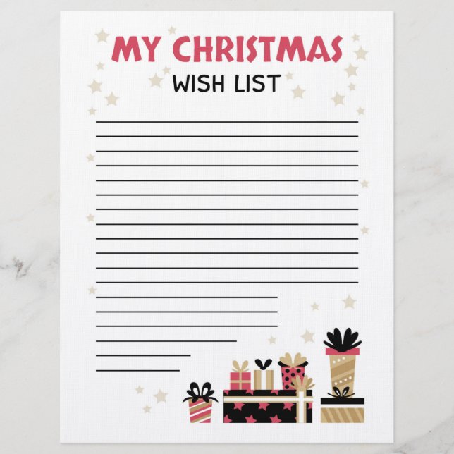 En-tête De Lettre Ma liste de souhaits de Noël (Devant)